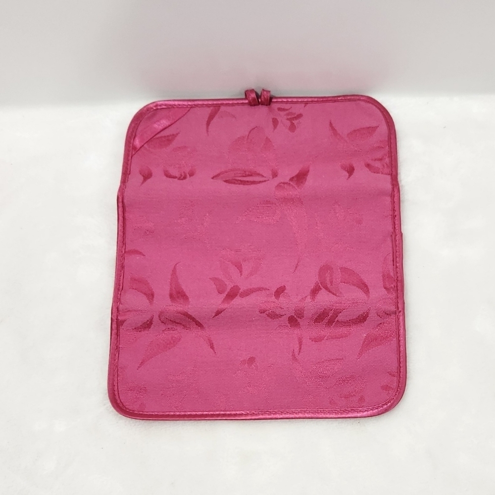 Mary Kay Vintage 90's Pink Satin Floral Cosmetic Jewelry Trifold Bag Pouch - Picture 7 of 9